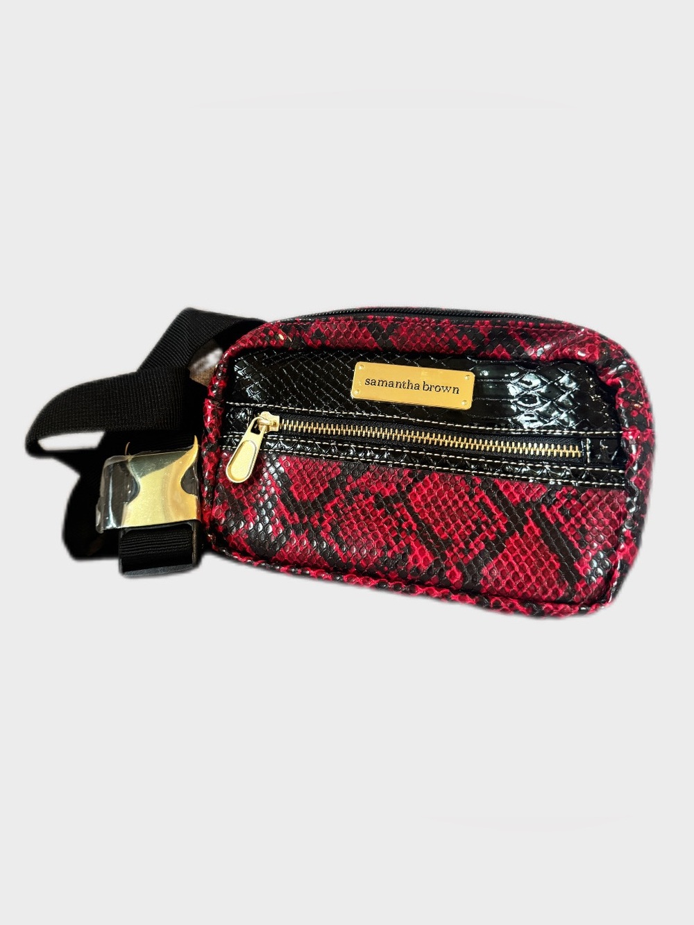 Samantha Brown Embossed Hip Bag Red Black Belt Bag Travel